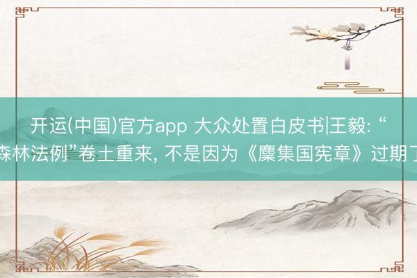 开运(中国)官方app 大众处置白皮书|王毅: “森林法例”卷土重来, 不是因为《麇集国宪章》过期了